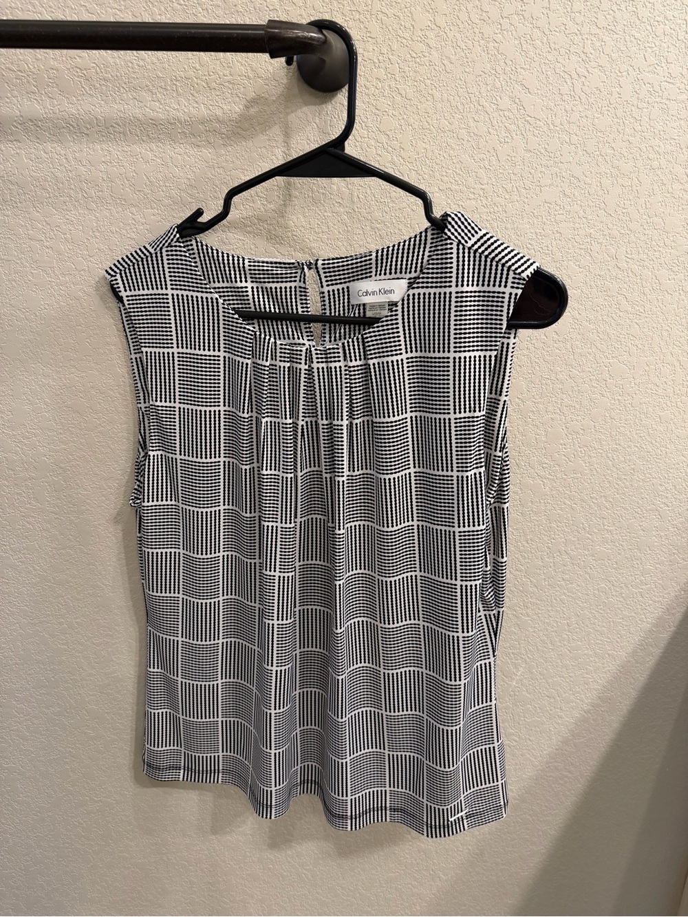 Calvin Klein Black and White Grid Sleeveless Camisole